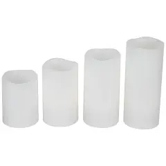 Northlight LED Flameless Flickering Solid Wax Pillar Candles - 7" - White - Set of 4