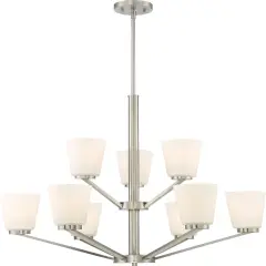 Nome 9-Light Hanging Mounted Chandelier Light Fixture in Brushed Nickel Finish