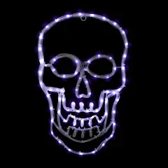 Northlight LED Lighted 4 Function Skull Halloween Window Decoration - 18" White