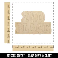 Second 2nd Place Fun Text Unfinished Wood Shape Piece Cutout for DIY Craft Projects