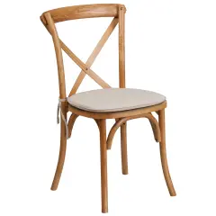 Merrick Lane Davisburg Stackable Wooden Cross Back Bistro Dining Chair with Cushion Oak