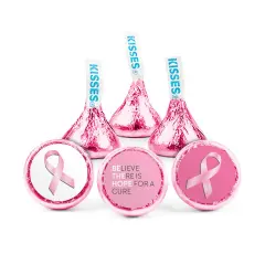 324ct Breast Cancer Awareness Stickers for Hershey's Kisses, Mints, or Peanut Butter Cup Mini (324 pack) - Pink Ribbon Favors - By Just Candy