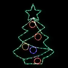 Northlight 28" LED Lighted Christmas Tree with Ornaments Window Silhouette White