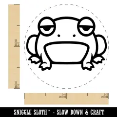 Unamused and Grumpy Frog Self-Inking Rubber Stamp for Stamping Crafting Planners Green