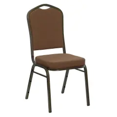 Emma and Oliver Crown Back Stacking Banquet Dining Chair CoffeeFab/GoldVein