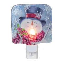 Northlight Happy Snowman Glass Christmas Night Light - 4" Blue