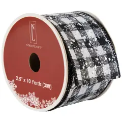 Northlight Black and White Gingham Wired Craft Ribbon 2.5" x 10 Yards