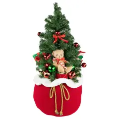 Northlight 32" LED Lighted Santa's Christmas Gift Sack Decoration Red