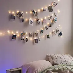 17Ft - 50 LED Photo ClipFairy String Lights with 50 Clear Clips for Hanging Pictures, Photo String Lights with Clips - Perfect Dorm Bedroom Wall Decor Wedding Decorations