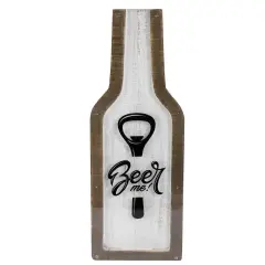 Northlight 16&rdquo; Brown and Black Beer Me Bottle Cap Collector Wooden Hanging Sign