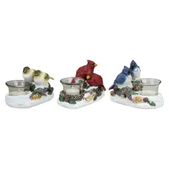 Northlight Christmas Bird Couples Tealight Candle Holders Decoration - 5.75" -Set of 3 White