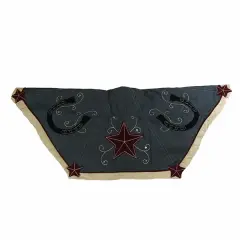 Sterling 48" Blue and Black Christmas Tree Skirt with Embroidered Stars and Horseshoes