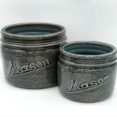 Mason Jar Crock Planter Dark Gray - MD