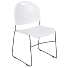 Emma and Oliver Ultra-Compact School Stack Chair - Office Guest Chair/Student Chair WhitePlastic/Silver