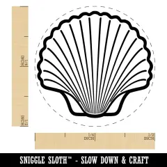 Scallop Seashell Beach Shell Self-Inking Rubber Stamp for Stamping Crafting Planners Orange