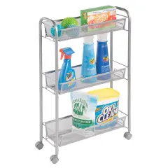 mDesign Portable Metal Rolling Laundry Utility Cart