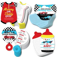Big Dot of Happiness Let's Go Racing - Racecar - 4 Race Car Baby Shower Games - 10 Cards Each - - Gamerific Bundle
