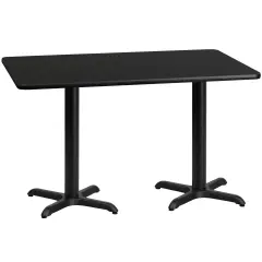 Emma and Oliver 30"x60" Rectangular Laminate Table with 22"x22" Table Height Bases Black