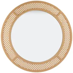 Northlight 30" Round Woven Style Wall Mirror Beige
