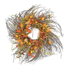 Select Artificials Mixed Berry and Pine Cone Artificial Wreath, Brown 28-Inch