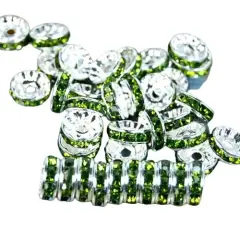 Kitcheniva 100 Pcs Czech Crystal Rhinestone Silver Rondelle Spacer Beads