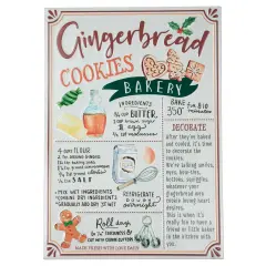 Northlight 17.25" Gingerbread Christmas Cookies Recipe Metal Wall Plaque Sign White