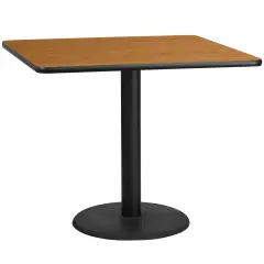 Emma and Oliver 42" Square Laminate Table Top with 24" Round Table Height Base Natural