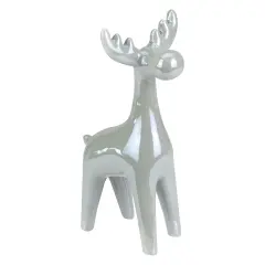 Northlight Shiny Ceramic Reindeer Christmas Figure - 7" - Grey Gray
