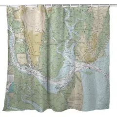 Betsy Drake St Simons Sound, GA Nautical Map Shower Curtain