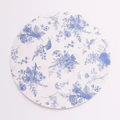 Floral Disposable Paper Charger Plates: Party Decor Blue