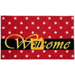 Northlight Red and Black Santa Suit Buckle "Welcome" Coir Christmas Outdoor Doormat 18" x 30"