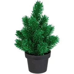 Northlight Potted Glittered Artificial Pine Christmas Tree - 8.5" - Green - Unlit