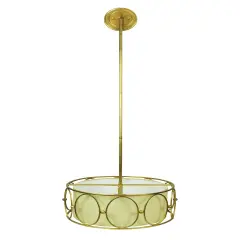 Diva At Home 55" Gold and Beige Round Oval Accented Hanging Ceiling Light Pendant