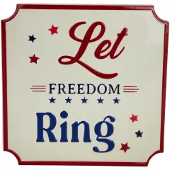 Northlight Let Freedom Ring Americana Metal Wall Sign - 11.75" Red