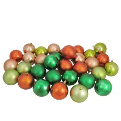 Northlight Shatterproof 2-Finish Christmas Ball Ornaments - 3.25" (80mm) - Green and Orange - 32ct