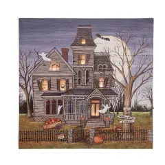 Haunted House Light-Up Led Halloween Wall Art 15.75 x 0.98 x 15.75 Inches.