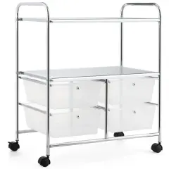 4 Drawers Shelves Rolling Storage Cart Rack Transparent