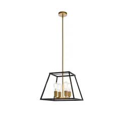 Declan 16 inch pendant in black and brass