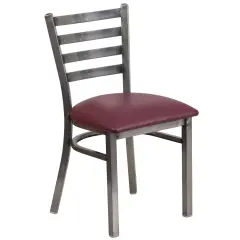 Emma and Oliver Clear Coated Ladder Back Metal Restaurant Dining Chair BurgVYL/ClearCoated