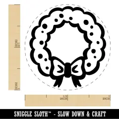 Christmas Wreath with Bow Self-Inking Rubber Stamp Ink Stamper for Stamping Crafting Planners Blue