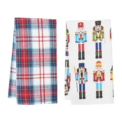 Nutcracker Plaid Printed & Woven Kitchen Towel Set of 2