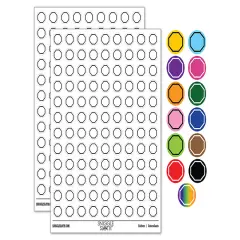 Octagon Border Outline 200+ 0.50" Round Stickers Red