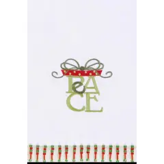 Christmas Present "Peace " Embroidered 100% Cotton Beaded Guest Dishtowel