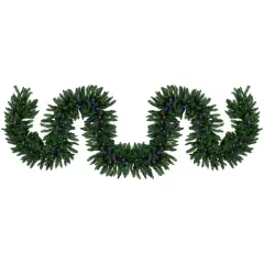Northlight Pre-Lit Buffalo Fir Christmas Garland - 25' x 20" - Multi-Color LED Lights Green