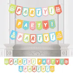 Big Dot of Happiness Party Time - Happy Birthday Party Bunting Banner - Party Decorations - Party Party Party