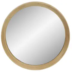 Northlight 13" Gold Round Modern Wall Mirror with Woodgrain Finish