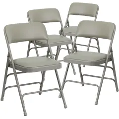 Emma and Oliver 4 Pack Home & Office Portable Party Events Padded Metal Folding Chair GrayVinyl/GrayFrame