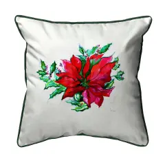 Betsy Drake Poinsettia Extra Large 22 X 22 Indoor / Outdoor Pillow
