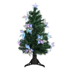 DAK 3' Pre-Lit Medium Fiber Optic Floral Artificial Christmas Tree - Multi-Color Lights
