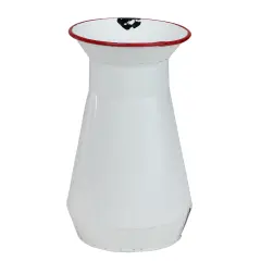 Select Artificials 7.5" White and Red Weathered Lacquer Milk Bottle Flower Vase